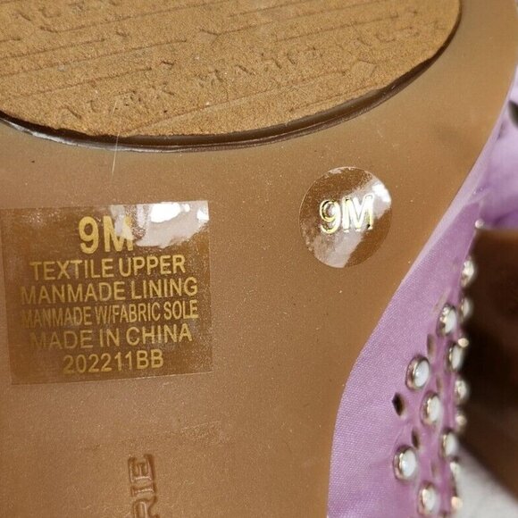 Alex Marie Women's Size 9 M Fabric Laser Cut Violet Rhinestones Heel Sandals 107 - Picture 8 of 9